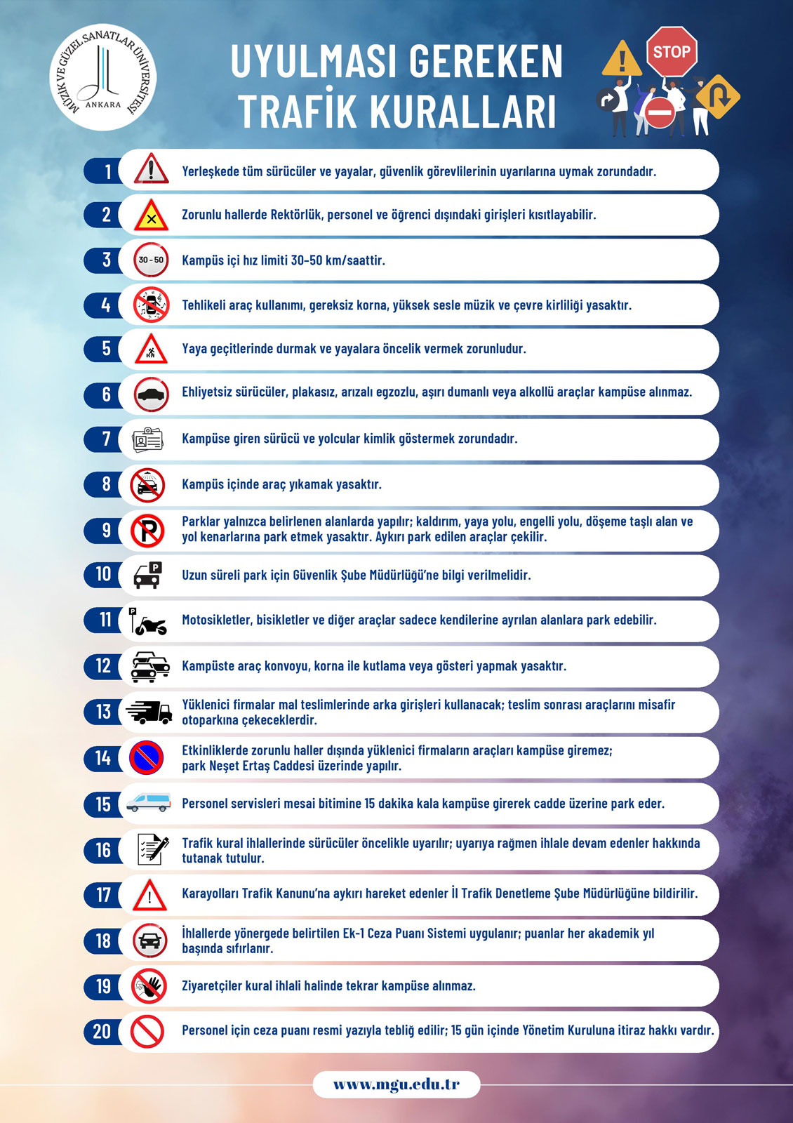 MGÜ Yerleşkesi İçerisinde Uyulması Gereken Trafik Kuralları