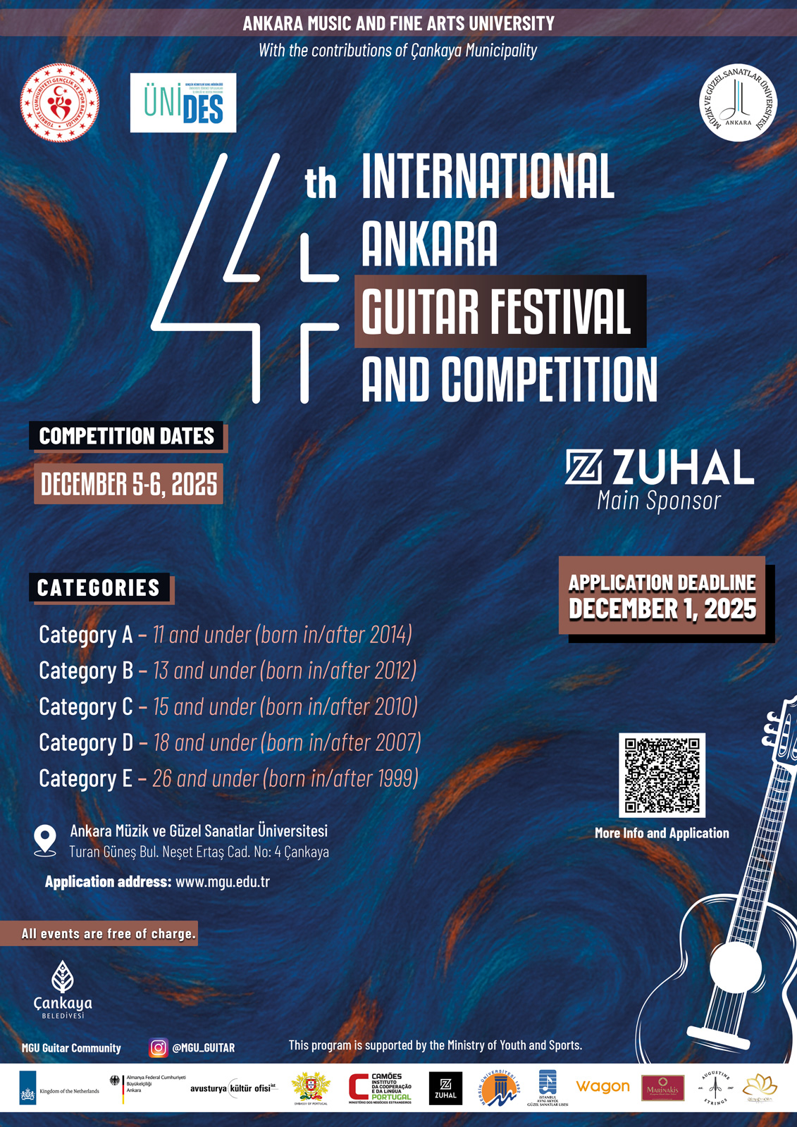 4. Uluslararası Ankara Gitar Festivali & Yarışması İngilizce Yarışma Afişi