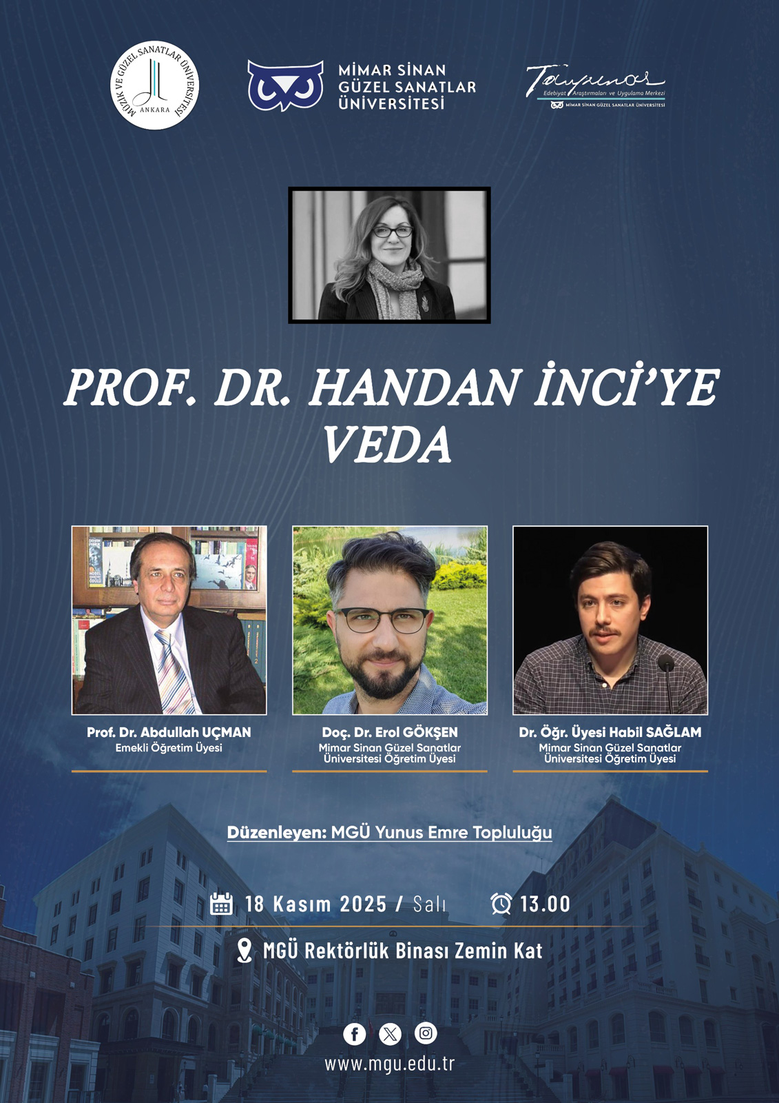 Prof. Dr. Handan İnci'ye Veda Afiş