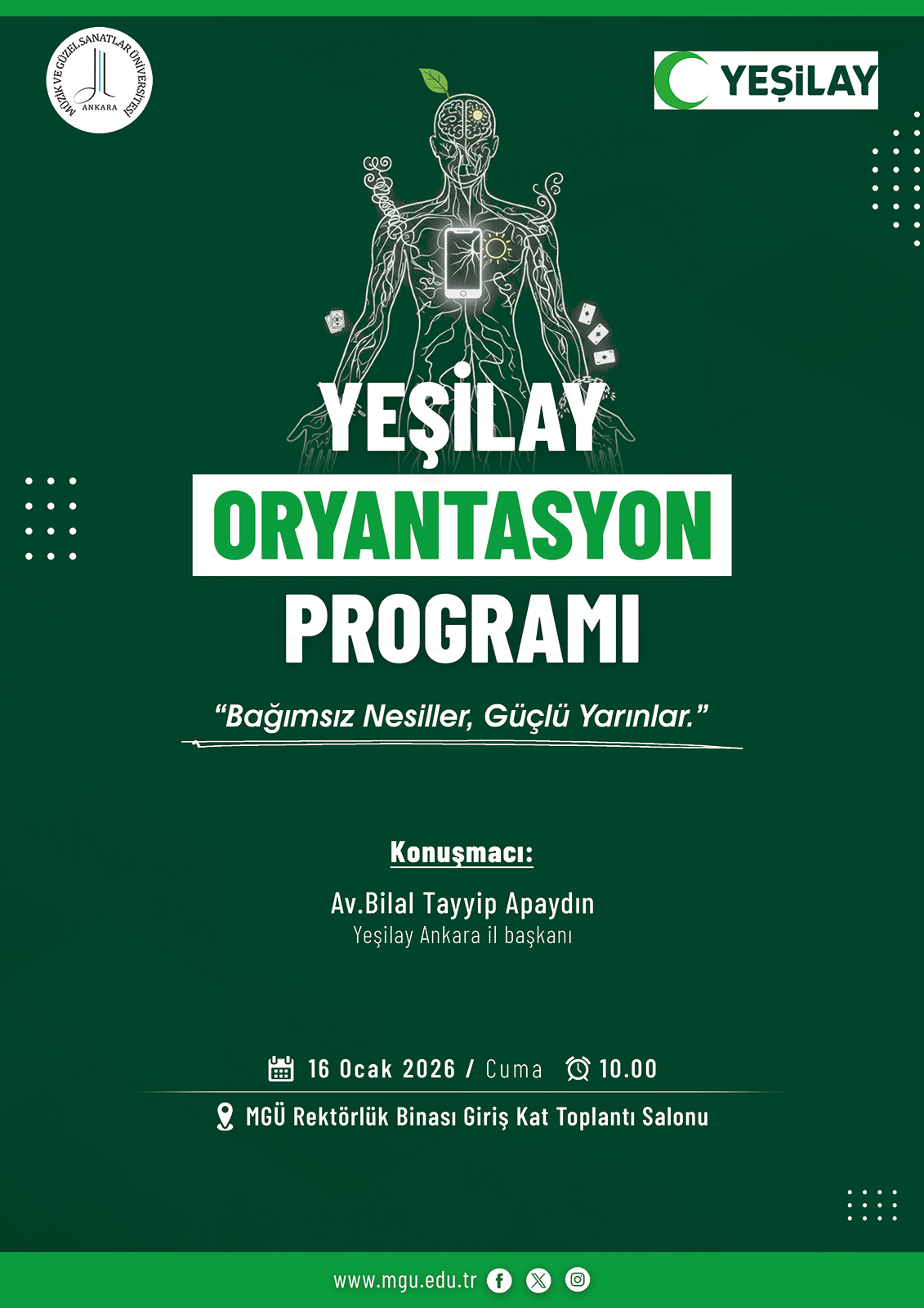 Yeşilay Oryantasyon Programı Bağımsız Nesiller, Güçlü Yarınlar Afiş