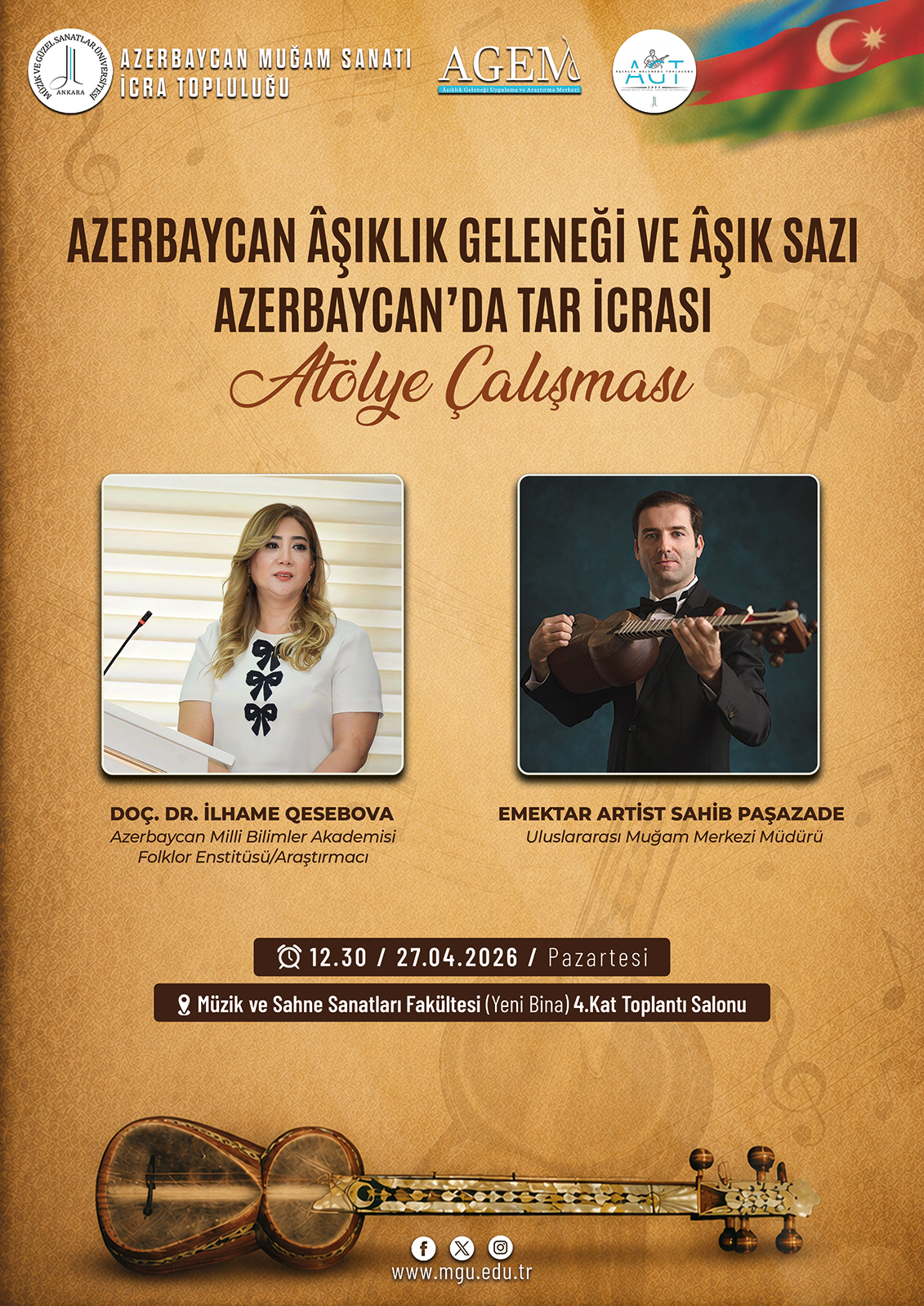 Azerbaycan Âşıklık Geleneği ve Âşık Sazı Azerbaycan’da Tar İcrası Atölye Çalışması Afiş