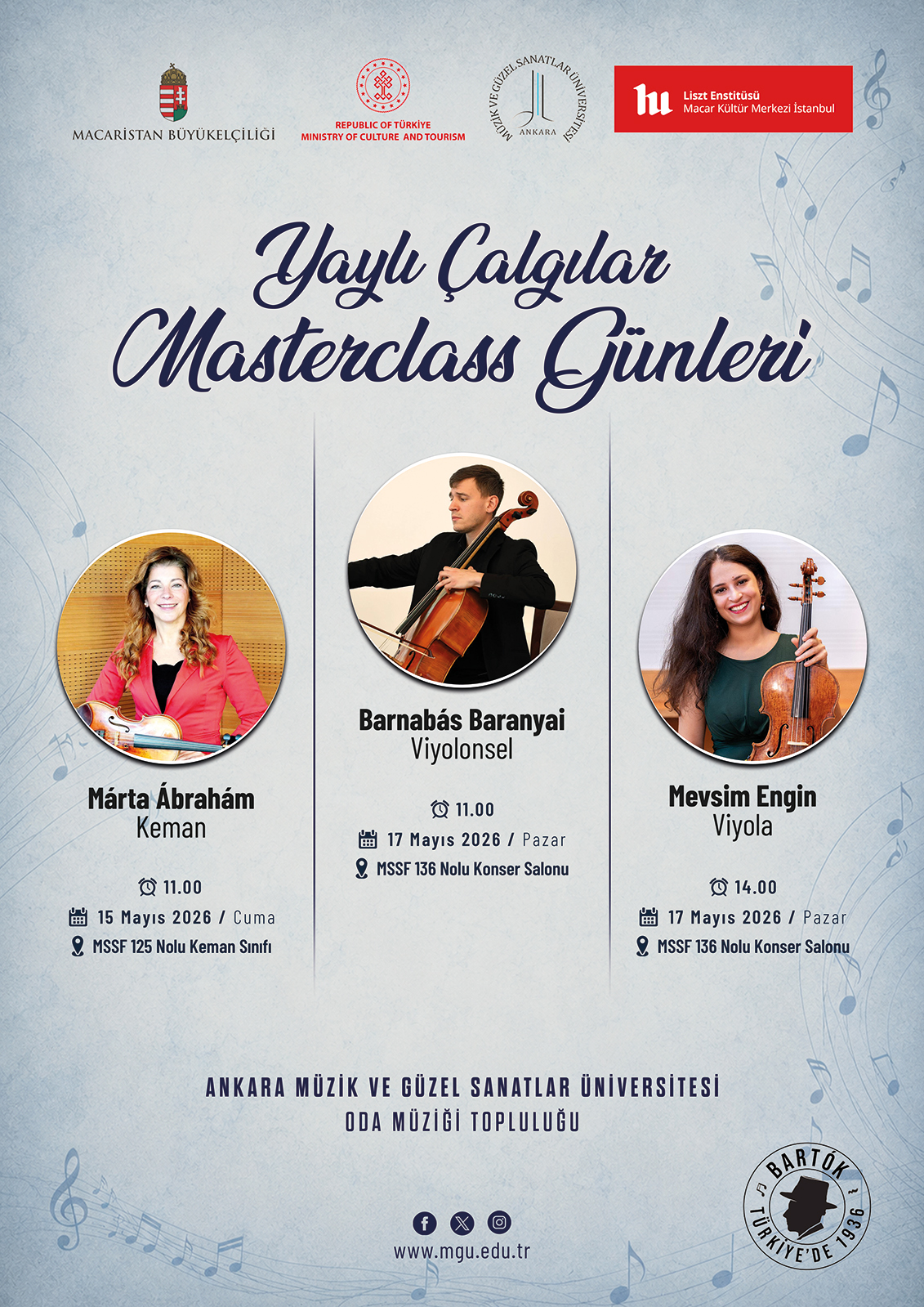 Yaylı Çalgılar Masterclass Günleri Afiş