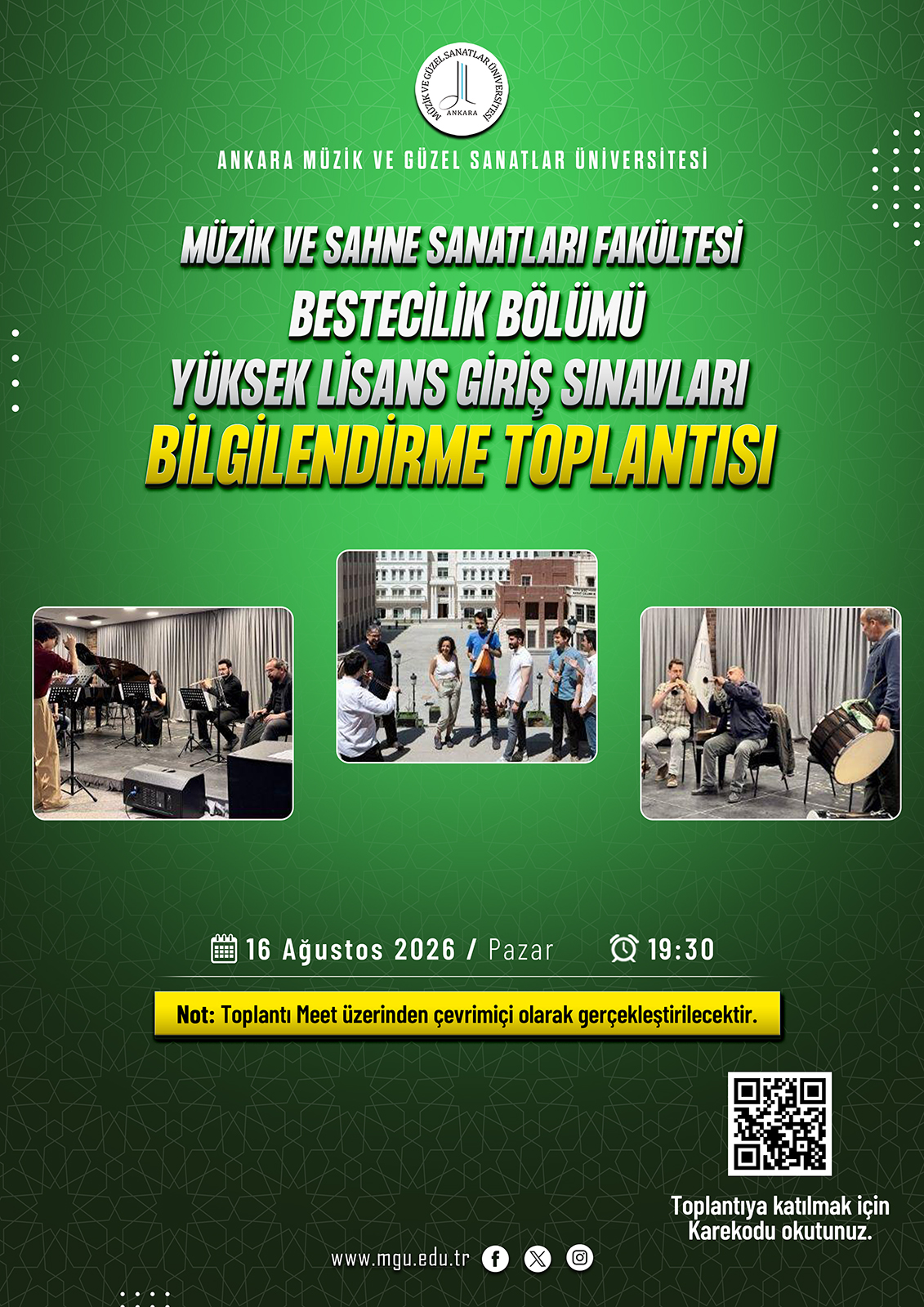 Bestecilik Bölümü Yüksek Lisans Giriş Sınavları Bilgilendirme Toplantısı