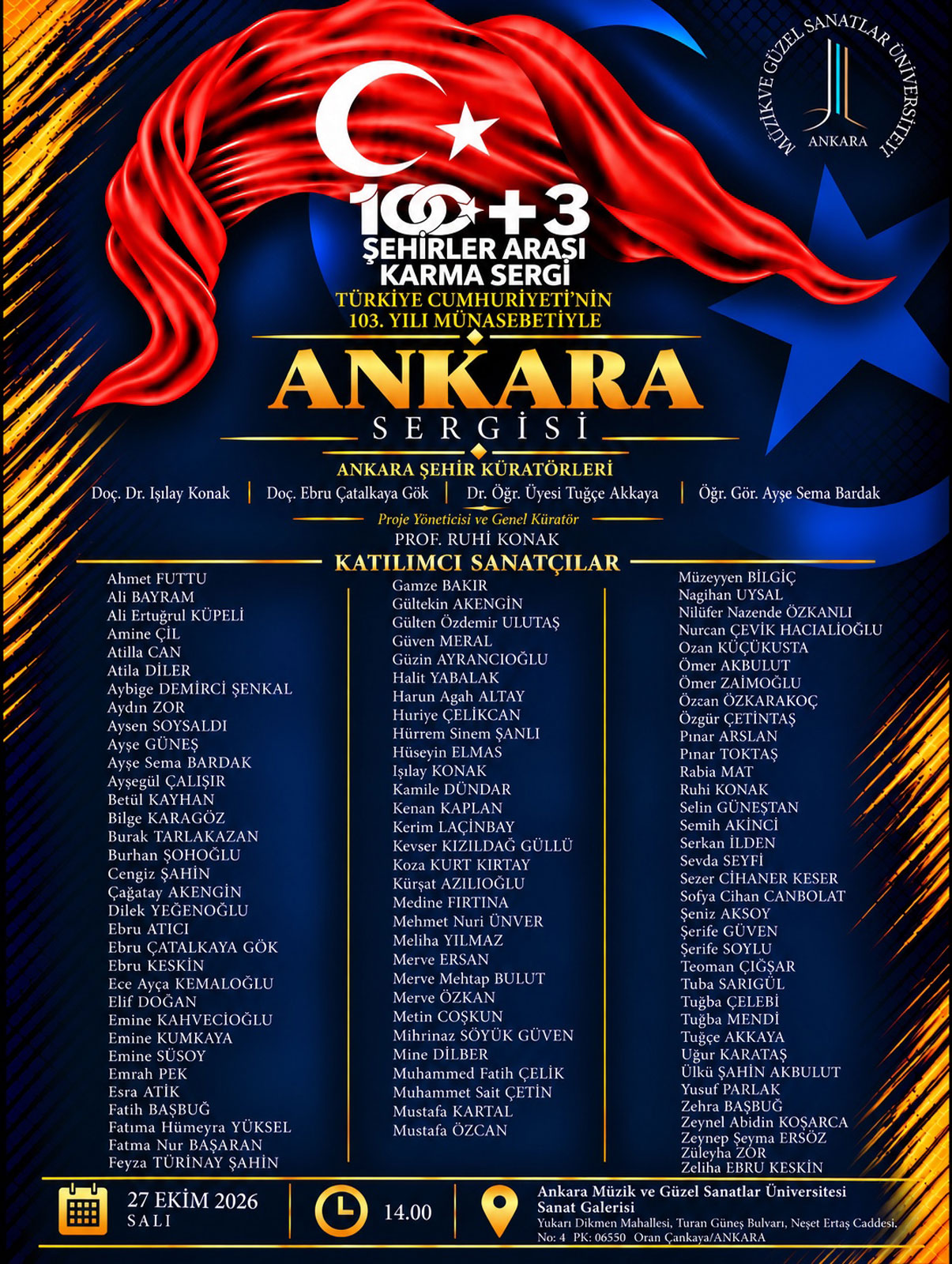 Üniversitemizden Cumhuriyet’in 103. Yılında 15 Şehirde 15 Sergi Ankara Sergisi Afiş
